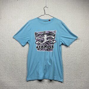 Y2K Airwalk Trippy Doodle Cartoon Graphic Tee T Shirt Skateboarding Blue Boy XL